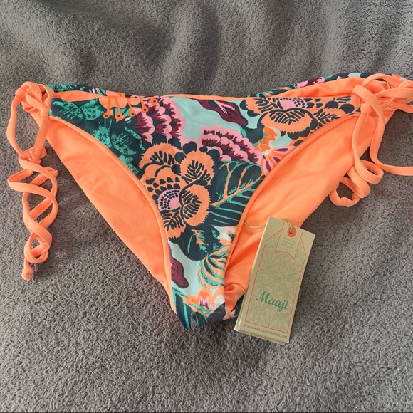 Maaji Swim New Maaji Reversible Floral Swim Bottoms Bikini Bathing